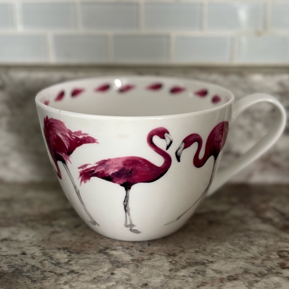Portobello by Design pretty in pink FLAMINGO MUG bowl England BONE CHINA 20oz - Picture 2 of 7